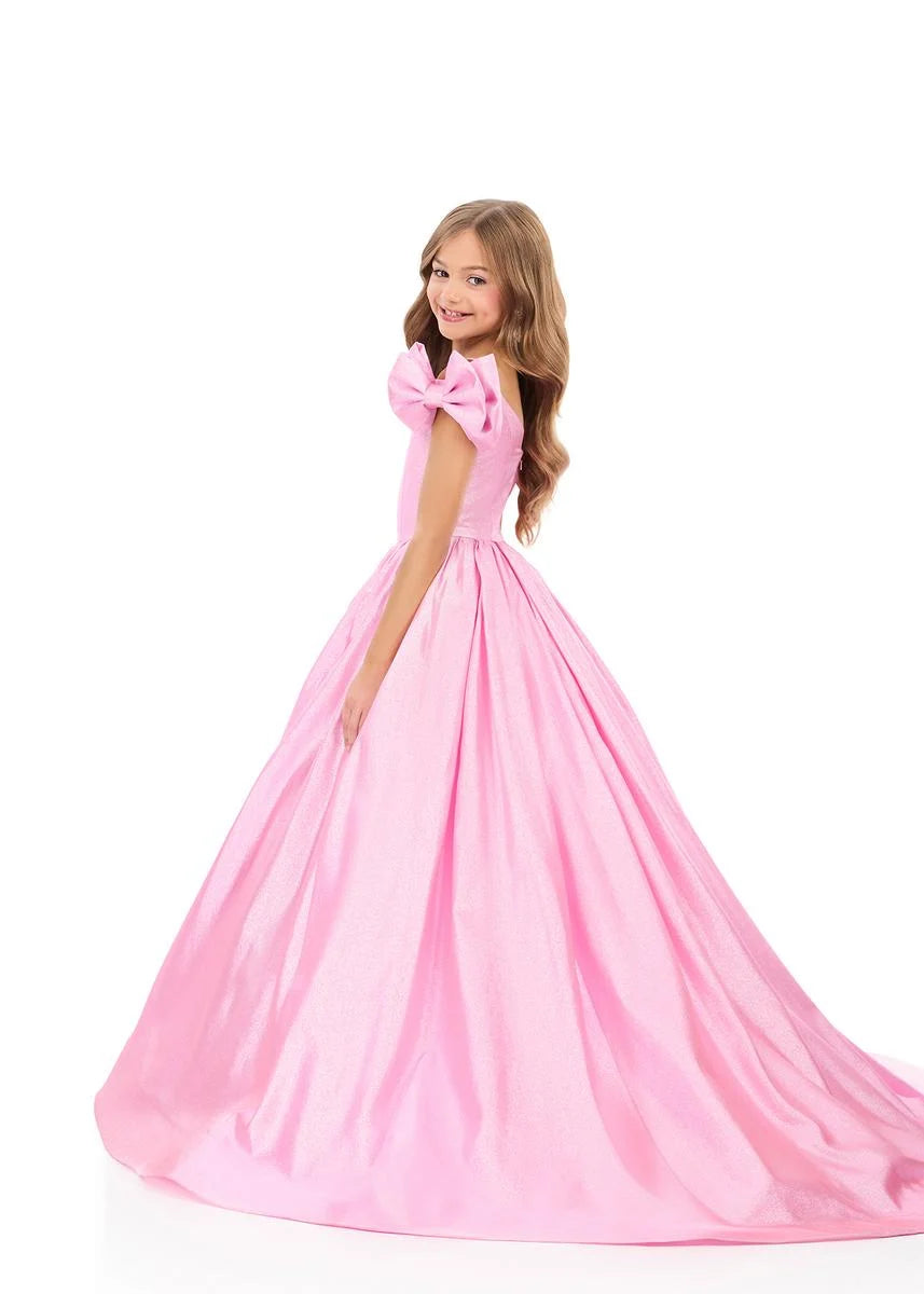 ASHLEYlauren 8349 Girls Bow Sleeve Ball Gown Pageant Dress