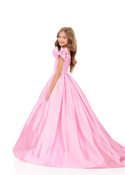 ASHLEYlauren 8349 Girls Bow Sleeve Ball Gown Pageant Dress