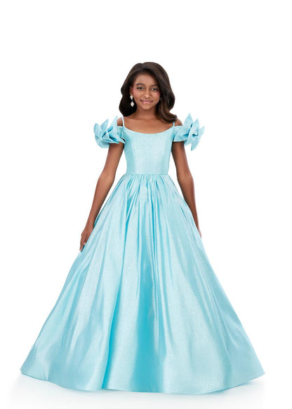 ASHLEYlauren 8349 Girls Bow Sleeve Ball Gown Pageant Dress