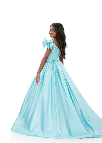 ASHLEYlauren 8349 Girls Bow Sleeve Ball Gown Pageant Dress