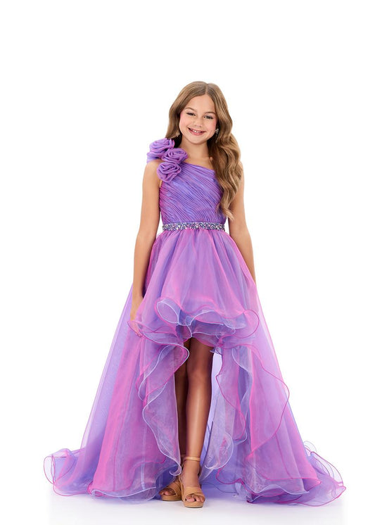 ASHLEYlauren 8350 Girls Dramatic High-low Organza Gown