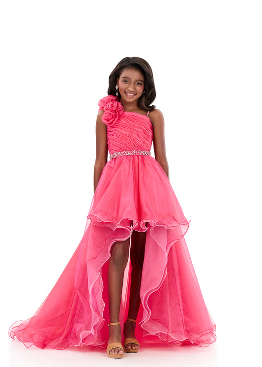 ASHLEYlauren 8350 Girls Dramatic High-low Organza Gown