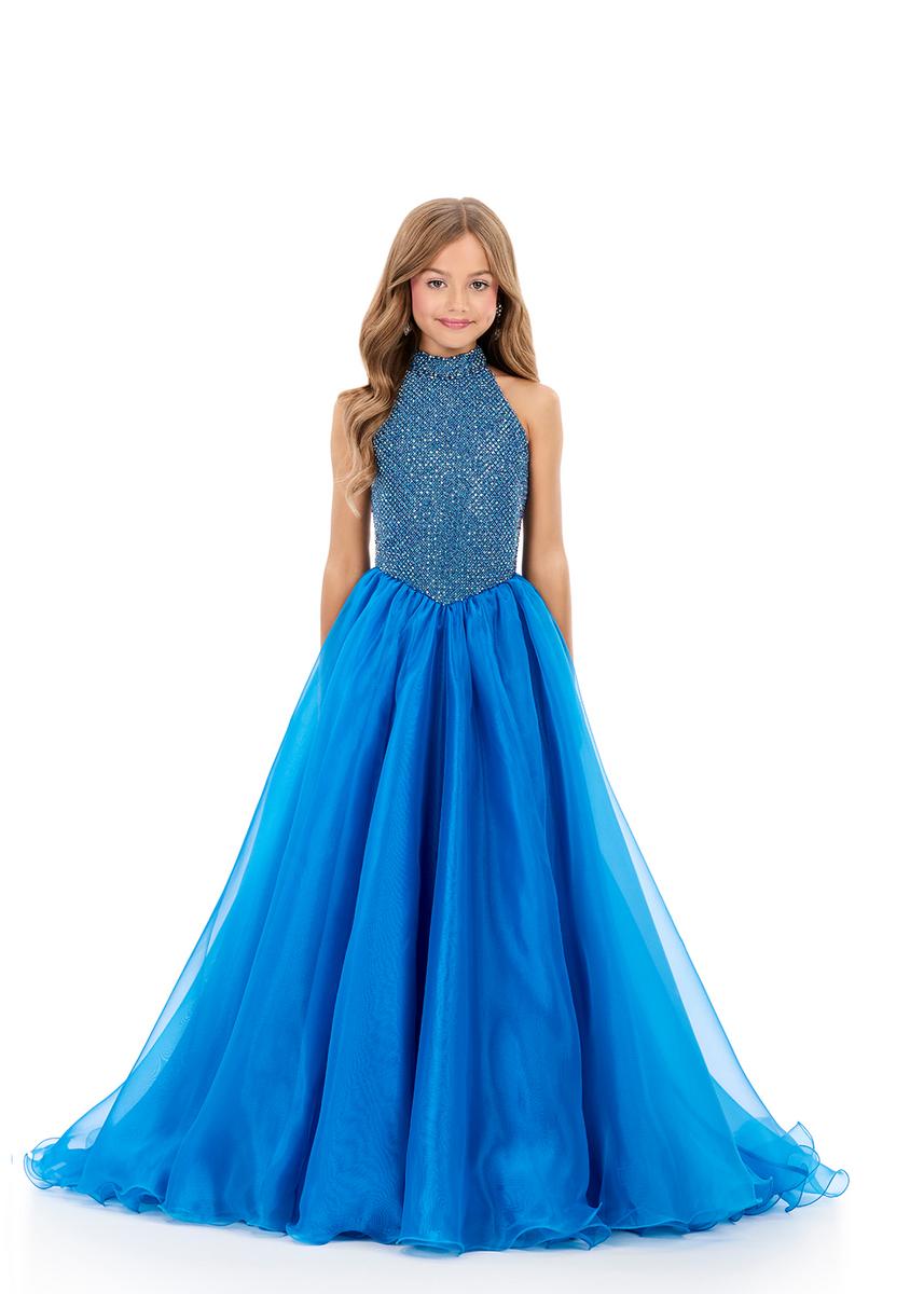 ASHLEYlauren 8355 Girls Pageant Gown High Neckline