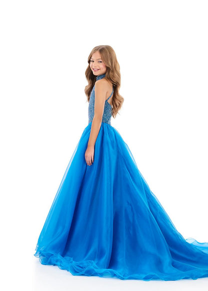 ASHLEYlauren 8355 Girls Pageant Gown High Neckline