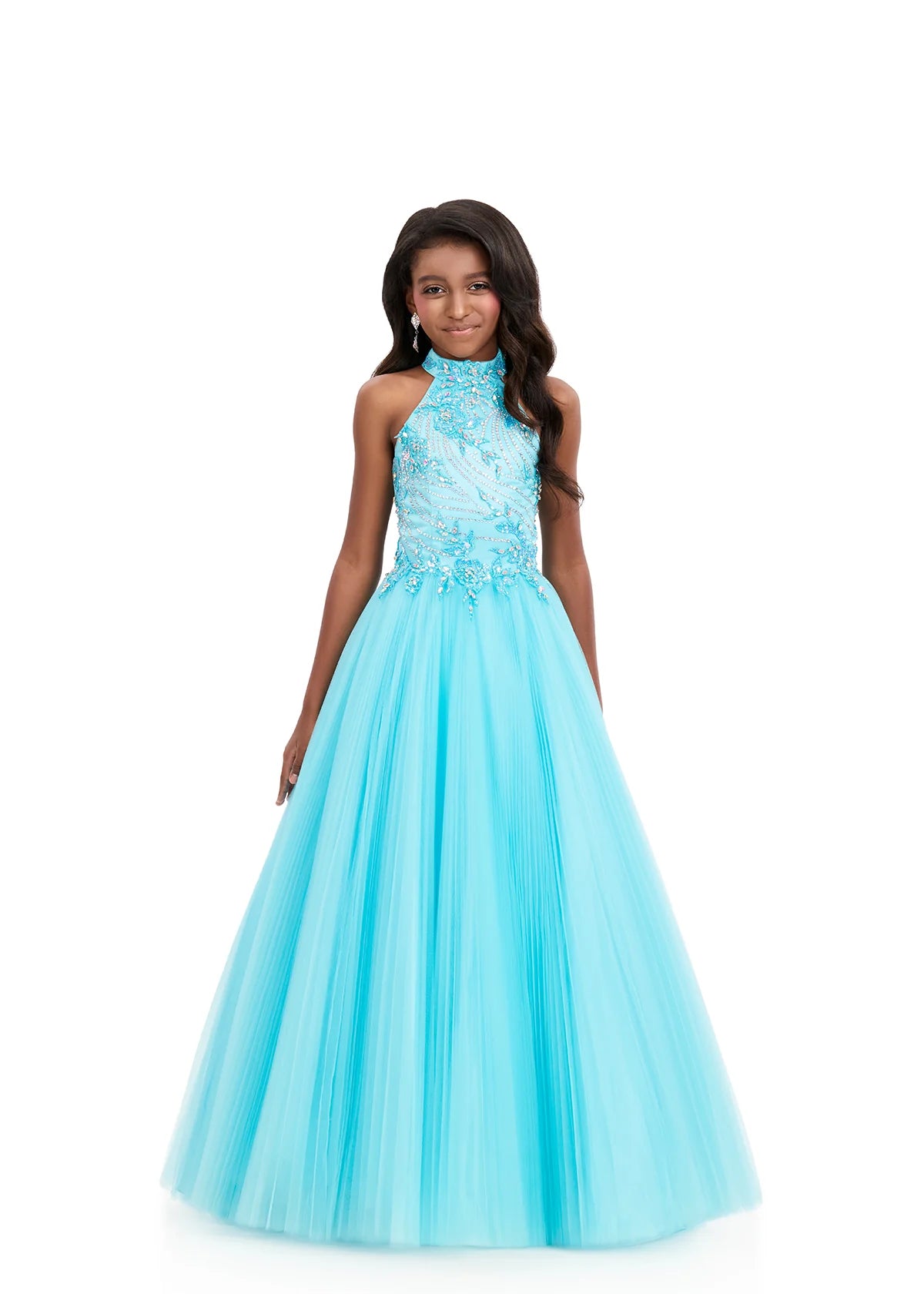 ASHLEYlauren 8366 Girls Pageant Dress Pleated Lace – Glass Slipper Formals