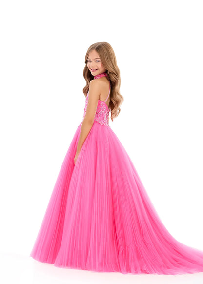 Make a dazzling statement on stage in this stunning kids pageant ball gown ASHLEYlauren Style 8366. This gown is designed to sparkle with every twirl and captivate under the lights.

Available in Yellow, Aqua, and Pink
Perfect for kids pageants, youth competitions, fun fashion, and formal stage presentations
Halter-style ball gown, fully beaded bodice with press-on stones, full pleated tulle skirt

With its radiant sparkle and timeless pageant elegance, ASHLEYlauren Style 8366 is a kids pageant gown is the 