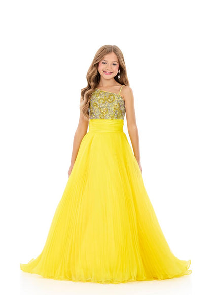 Ashleylauren 8367 Kids One Shoulder Pageant Gown