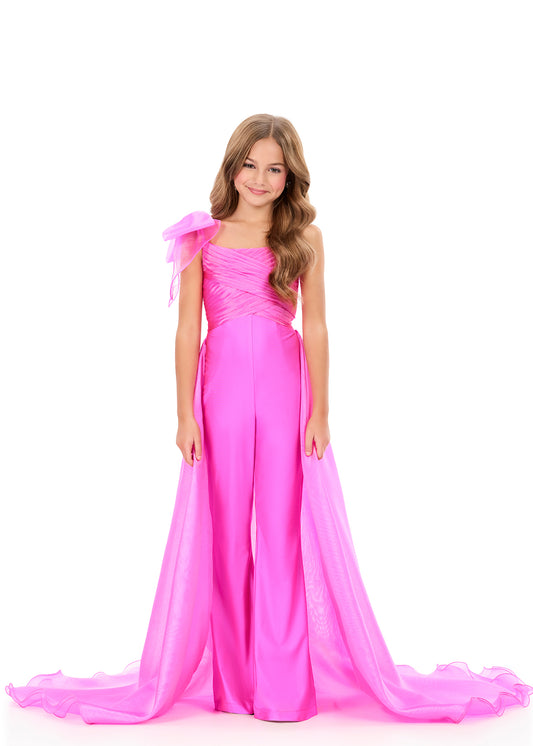 Ashleylauren 8373 Girls Pageant Jumpsuit with Cape