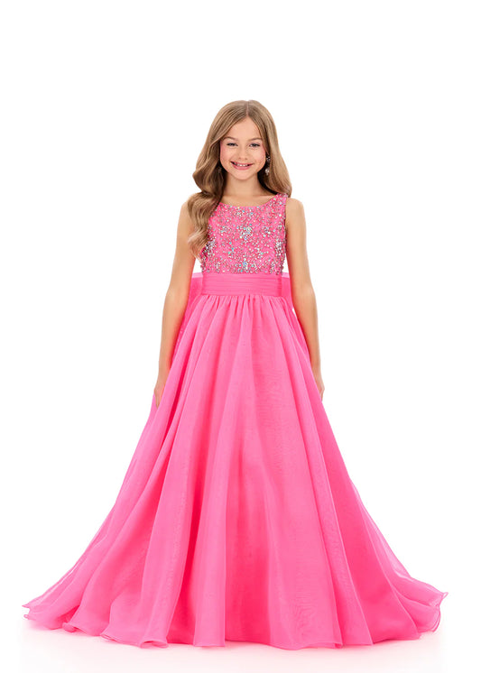 Ashleylauren 8375 Girls Pageant Gown Ball Gown Bow