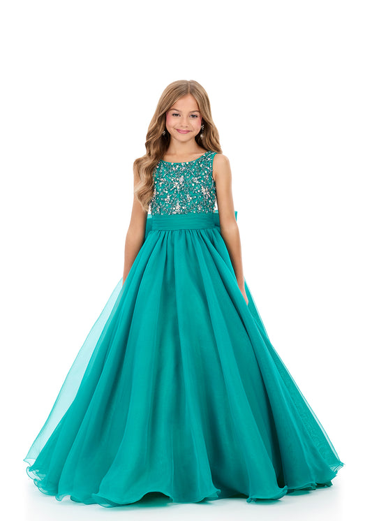 Ashleylauren 8375 Girls Pageant Gown Ball Gown Bow