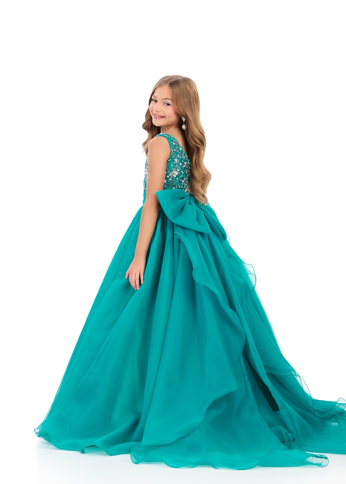 Ashleylauren 8375 Girls Pageant Gown Ball Gown Bow