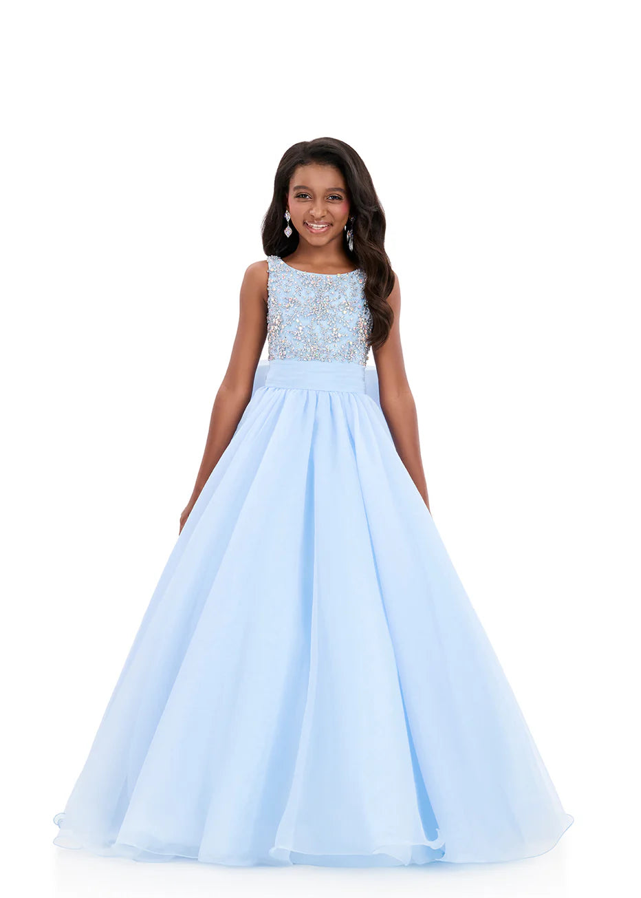 Ashleylauren 8375 Girls Pageant Gown Ball Gown Bow