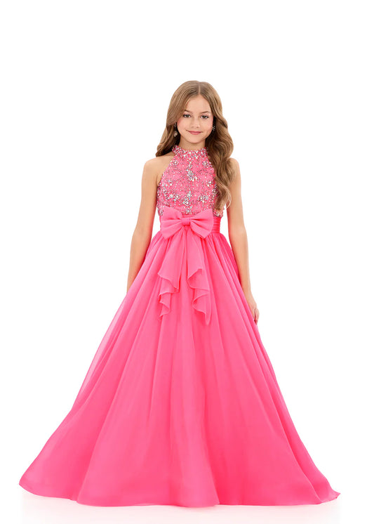 ASHLEYlauren 8377 Girls Pageant Dress Halter Chiffon