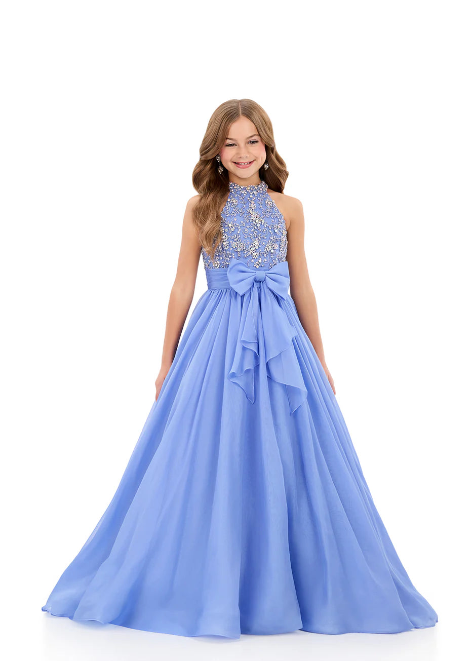 Ashleylauren 8377 Girls A Line Pageant Dress Halter Neckline