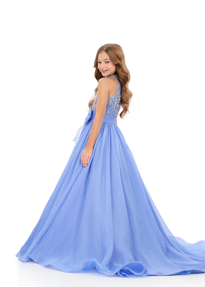 Ashleylauren 8377 Girls A Line Pageant Dress Halter Neckline