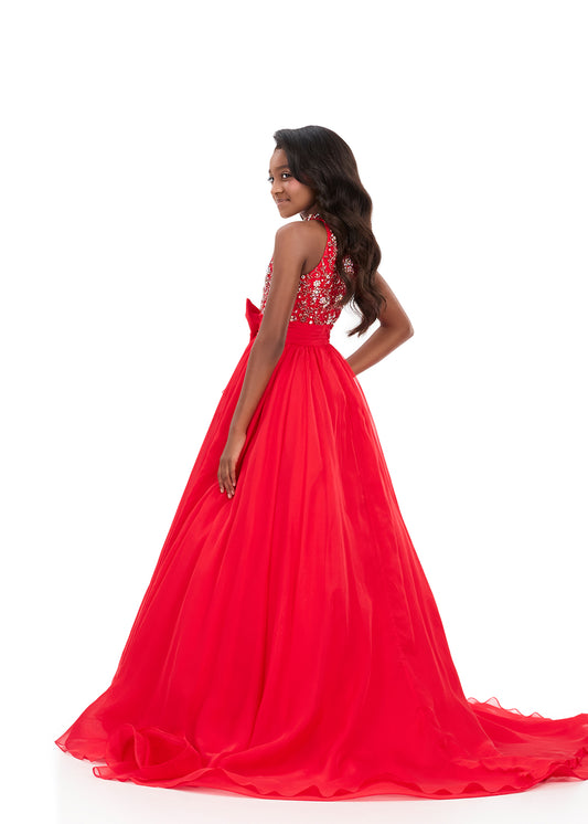 Ashleylauren 8377 Girls A Line Pageant Dress Halter Neckline