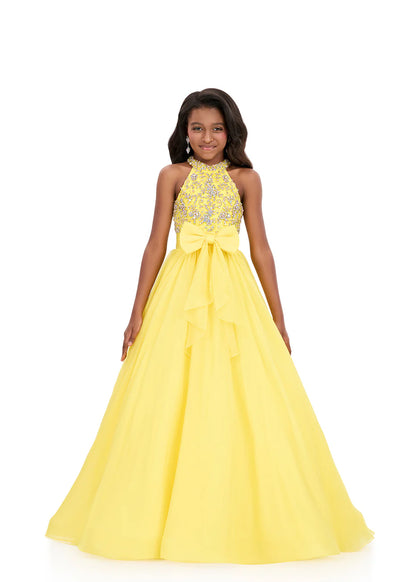 Ashleylauren 8377 Girls A Line Pageant Dress Halter Neckline