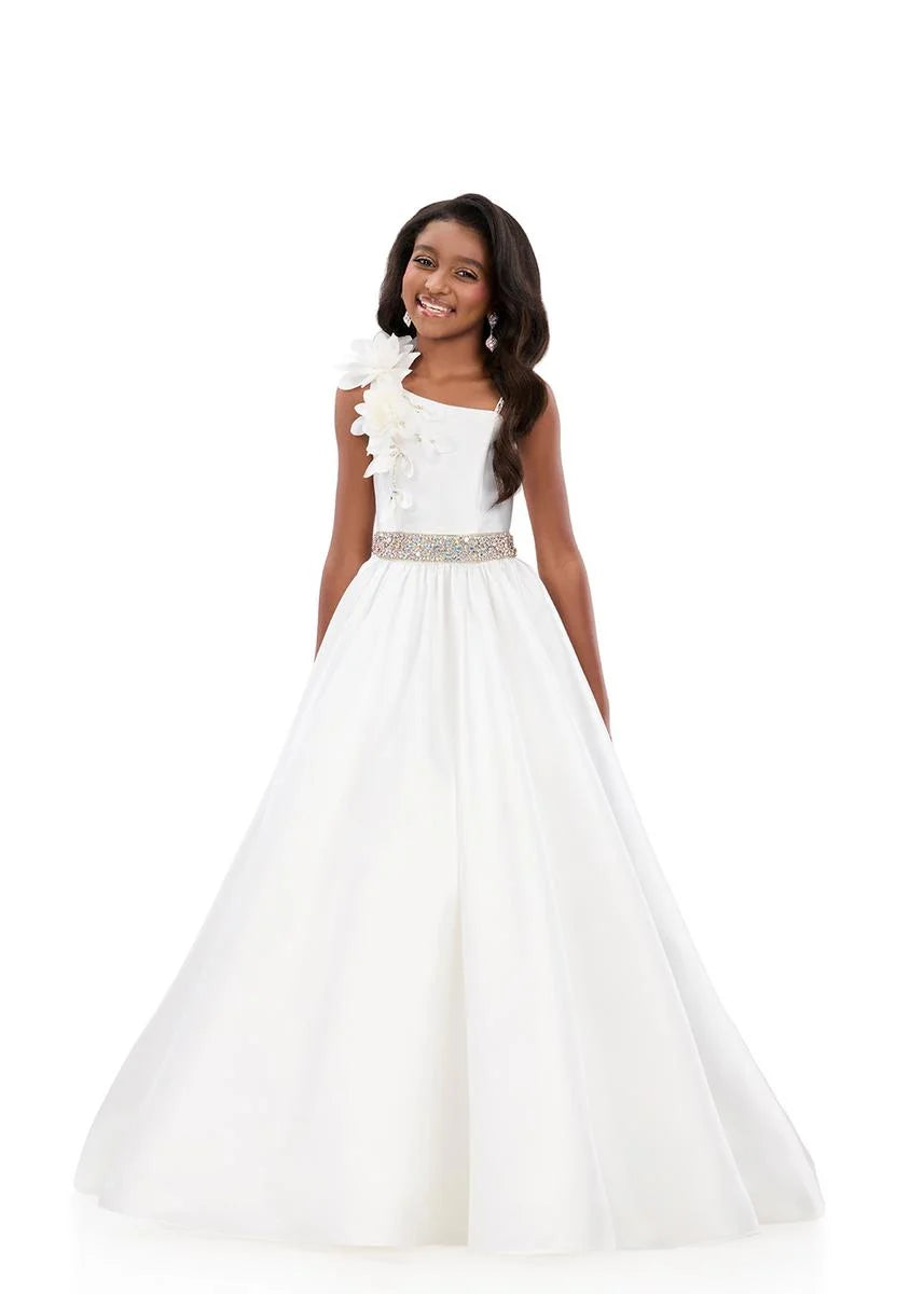 Ashleylauren 8379 Girls Pageant Dress A line One Shoulder