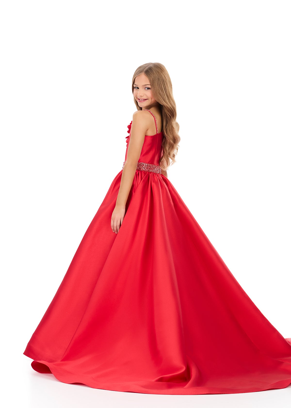 Ashleylauren 8379 Girls Pageant Dress A line One Shoulder