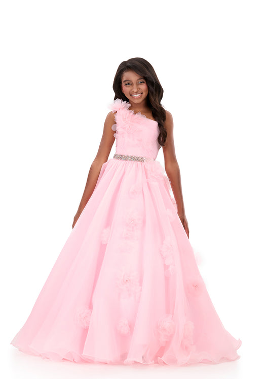 Ashleylauren 8380 Girls Pageant Dress One Shoulder