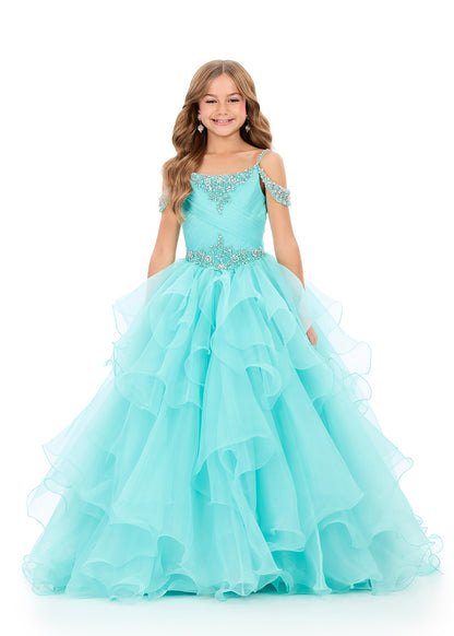 Ashleylauren 8383 Girls Pageant Dress Layered Organza