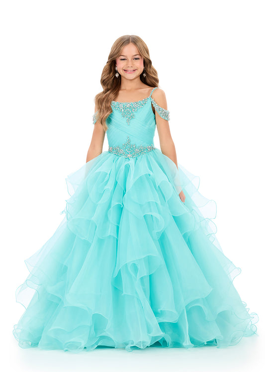 Ashleylauren 8383 Girls Pageant Dress Layered Organza