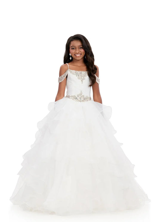 ASHLEYlauren 8383 Girls Pageant Dress Layered Organza