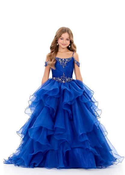 Ashleylauren 8383 Girls Pageant Dress Layered Organza