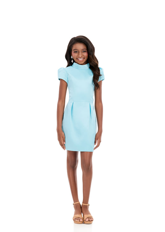 Ashleylauren 8384 Girls Short Dress Cut Out Back Oversized Bow