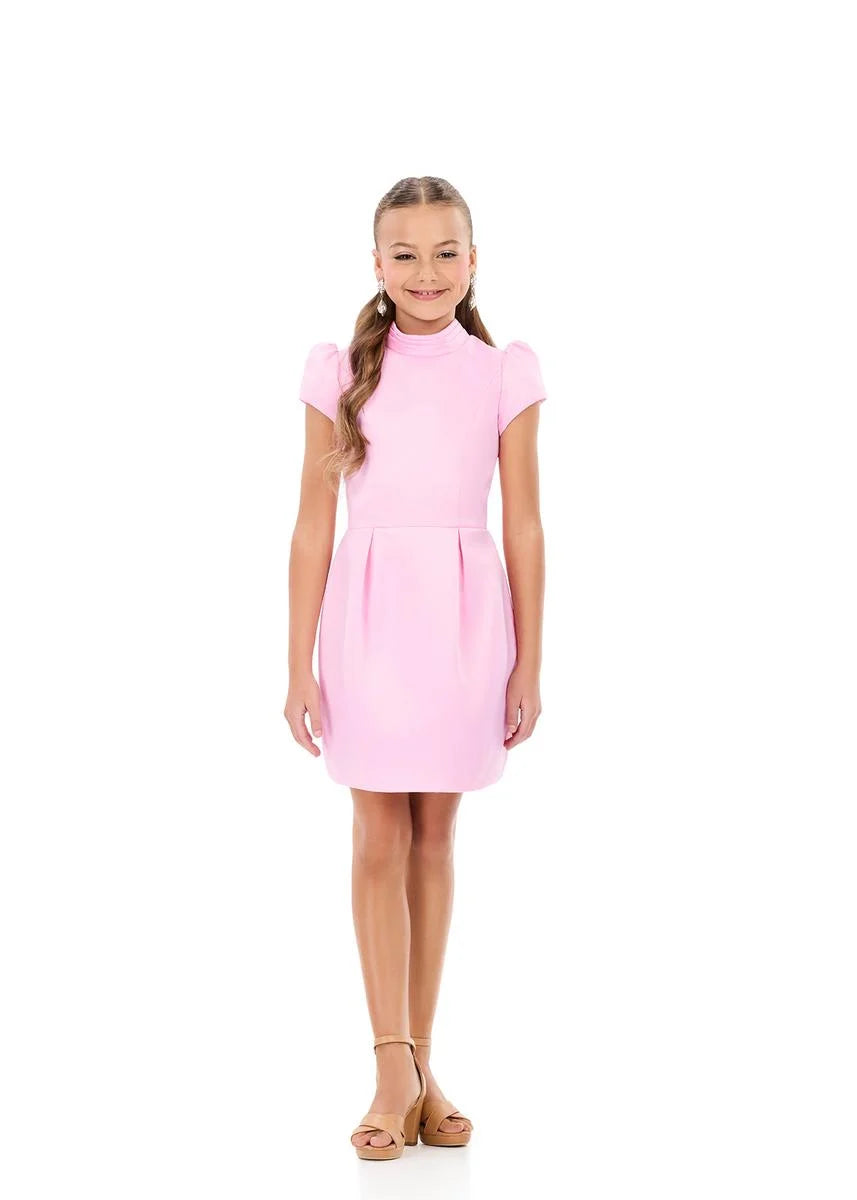 Ashleylauren 8384 Girls Short Dress Cut Out Back Oversized Bow