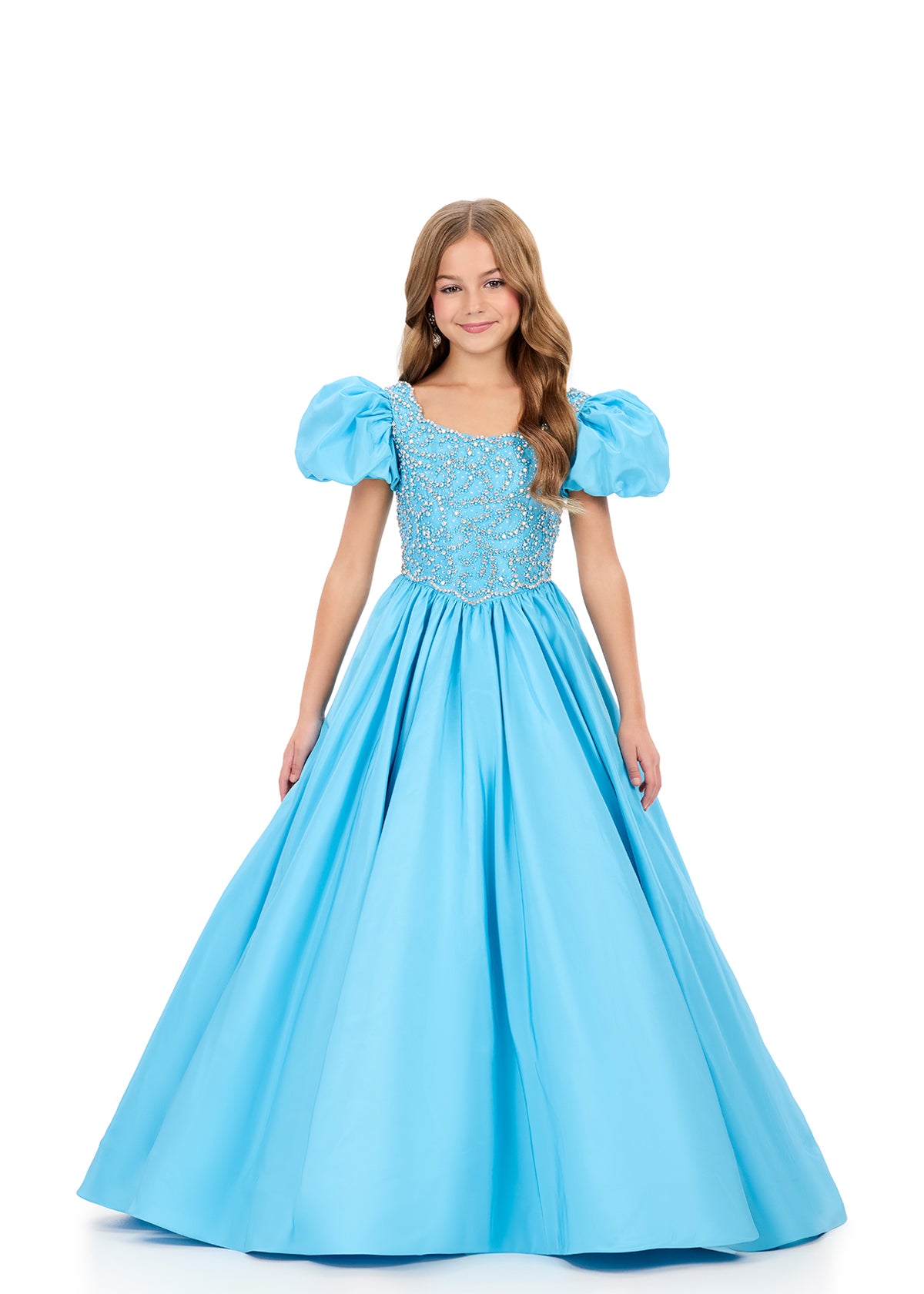 strapless open back dress Girls Round Neck Princess Dress A Line Puff Sleeves Party Dresses with –  Avadress
