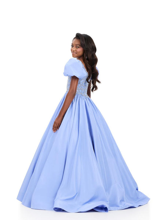 Ashleylauren 8386 Girls Pageant Dress Puff Sleeves Ballgown