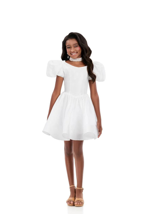 Ashleylauren 8387 Girls Short Dress Puff Sleeves