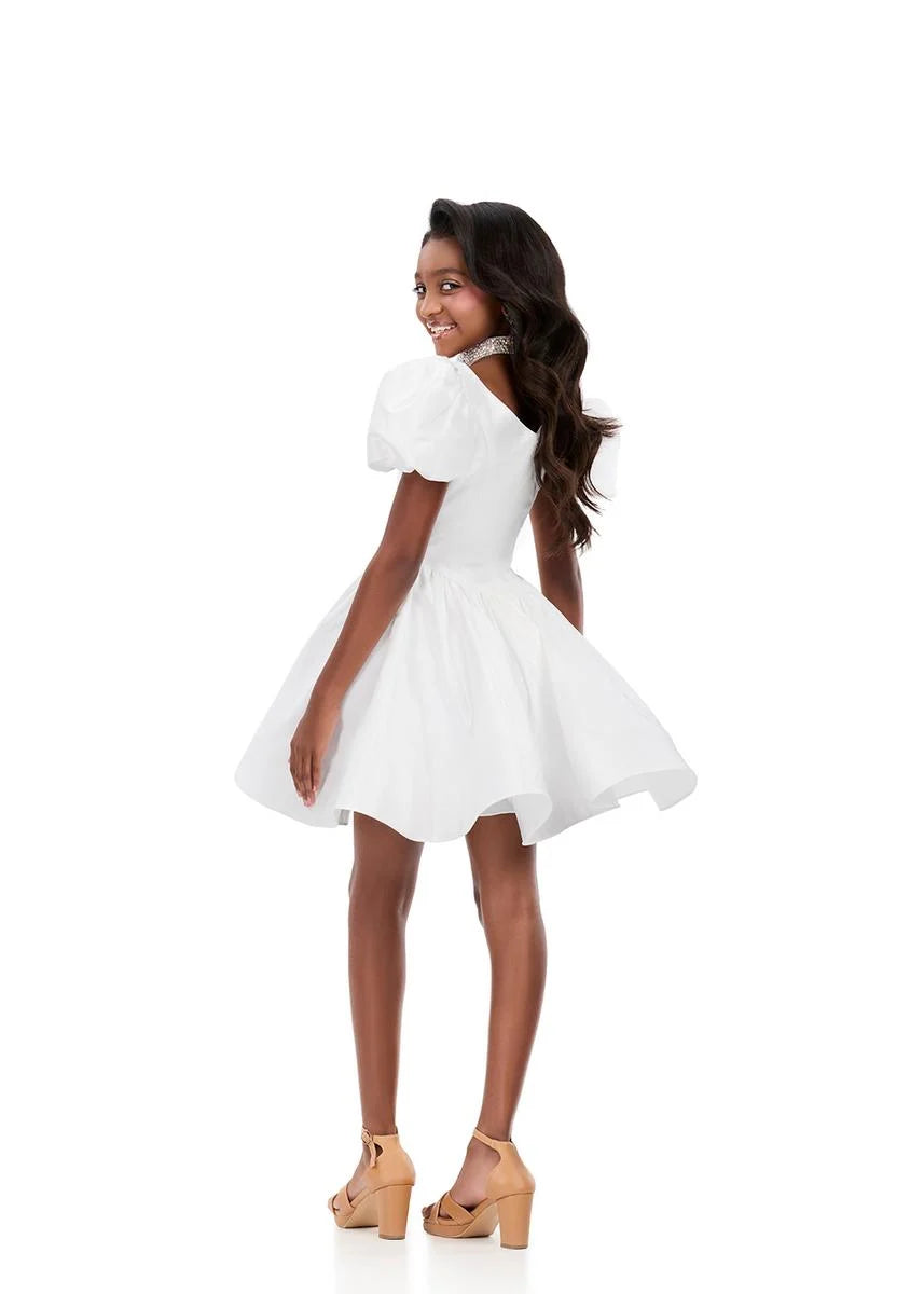 ASHLEYlauren 8387 Girls Short Dress Puff Sleeves