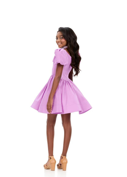ASHLEYlauren 8387 Girls Short Dress Puff Sleeves