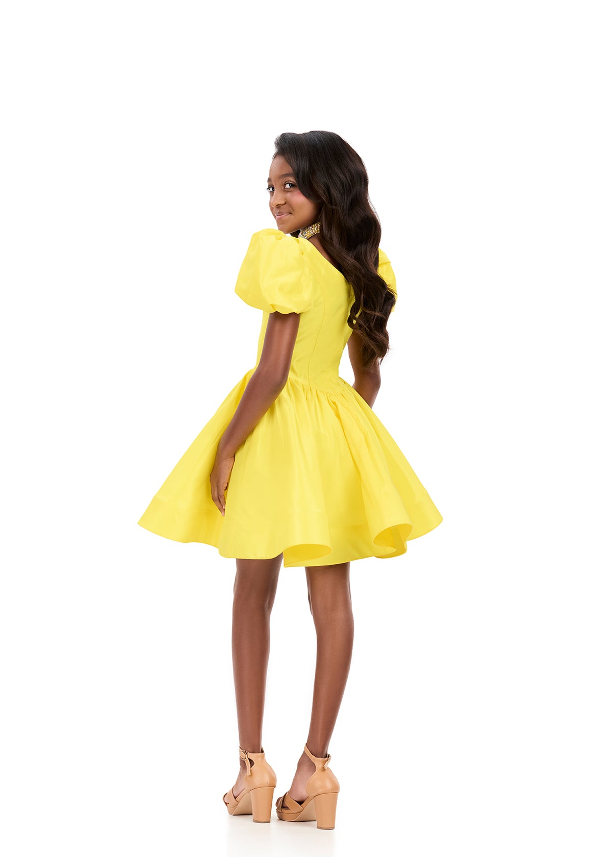 ASHLEYlauren 8387 Girls Short Dress Puff Sleeves – Glass Slipper