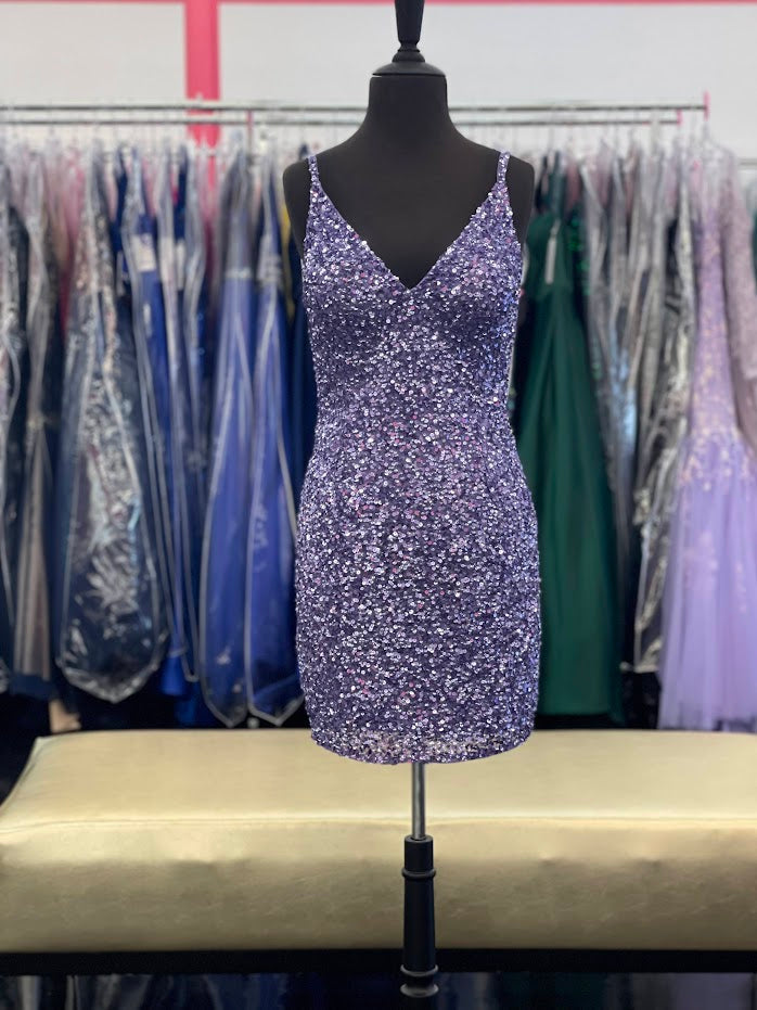 Amarra 87452 Short Fitted Sequin Homecoming Dress Formal V Neck Cocktail Dress  Live out your dreams and feel like an elegant goddess in this sequin dress. AMARRA 87452 is a fitted beauty that’s sure to hug your curves like an absolute dream. The sensual deep v-neckline provides the right amount of support and comfort as you dance the night away.