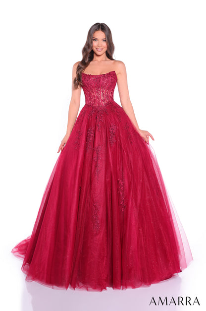 Amarra 88913 Size 14 Emerald Prom Dress Lace Corset Ballgown