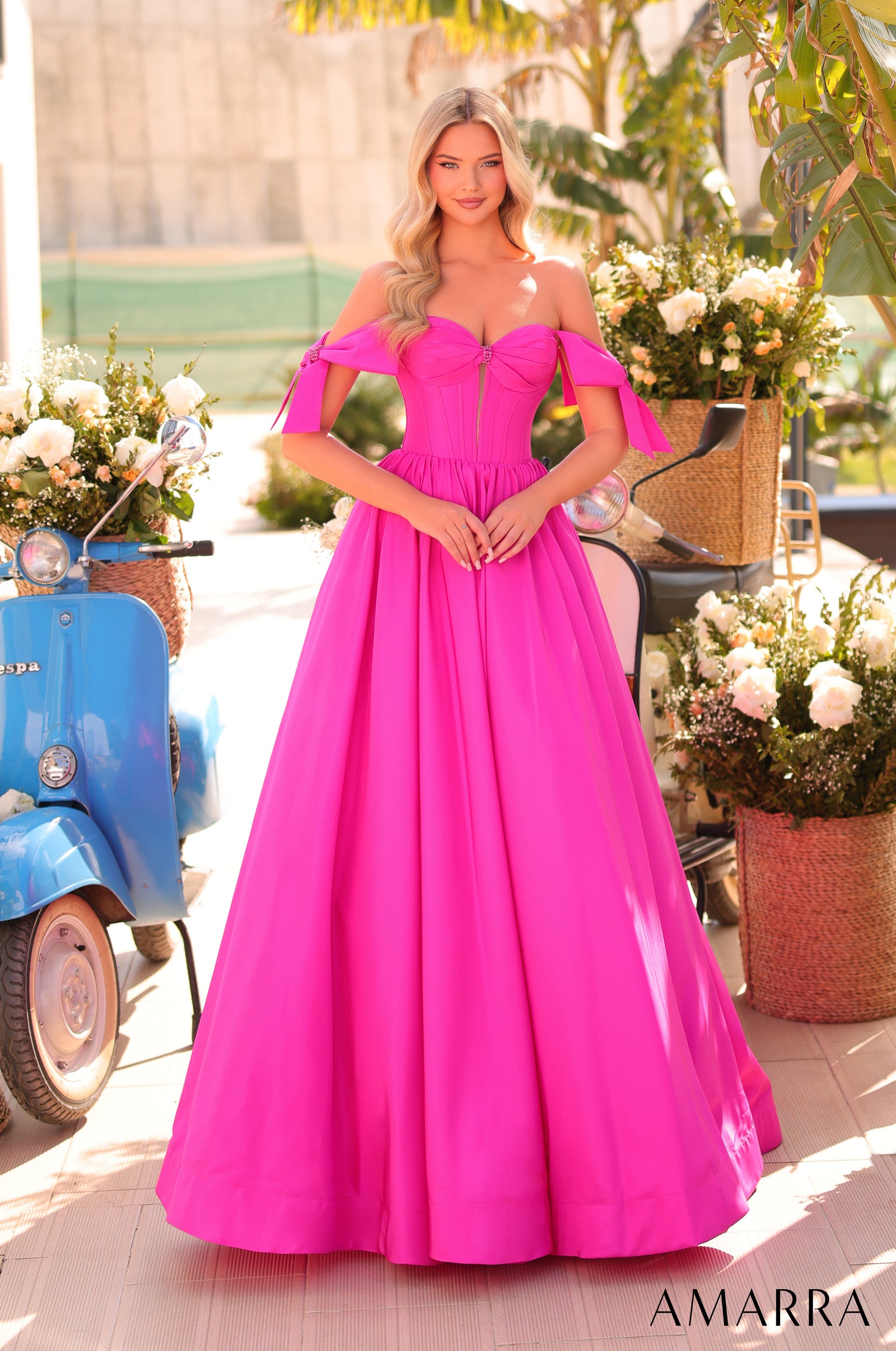 Amarra 88995 Long A Line Prom Dress off the shoulder bows corset Plunging Neckline Gown 8 / Royal Amarra 88995 Long A Line Prom Dress off the shoulder bows corset Plunging Neckline Gown 8 / Royal