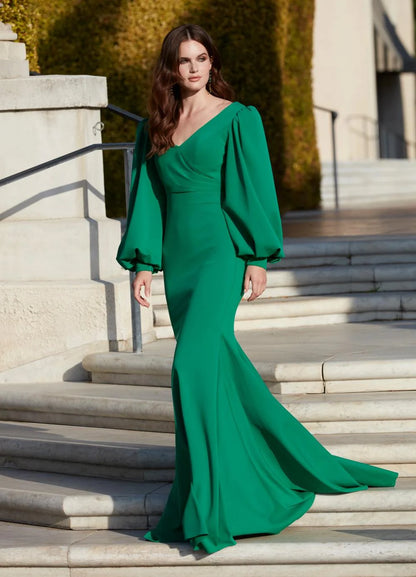 Ashley Lauren 11345 Evening Gown with Bishop Sleeves Formal Dress