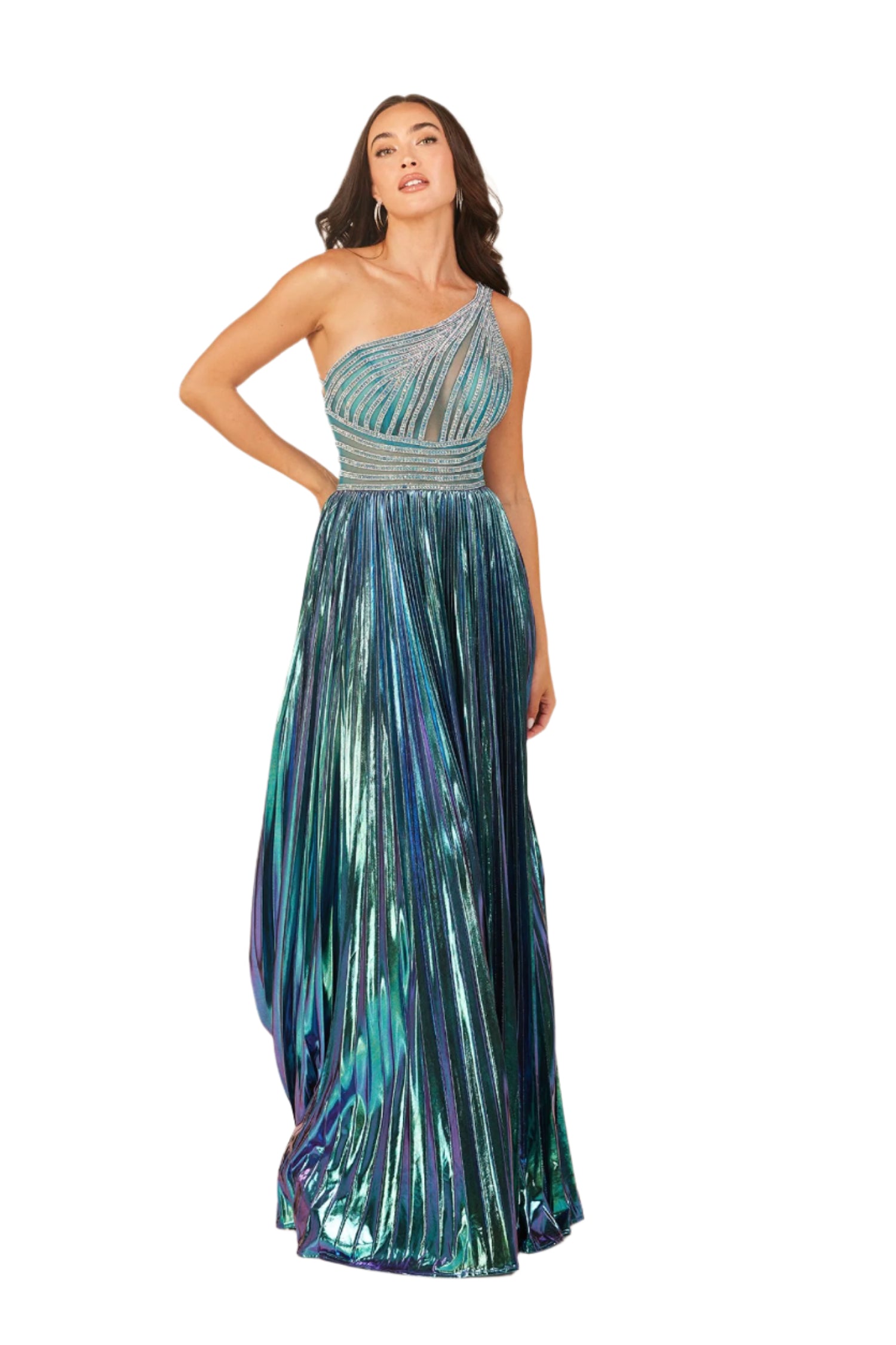 crystal pleated maxi dress NADIA Crystal Pleated Backless Maxi Dress