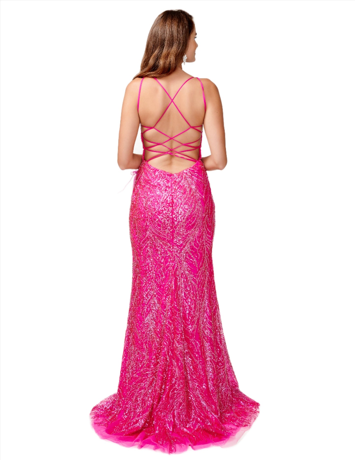 <p data-mce-fragment="1">This Nina Canacci 9158 formal dress features delicate beaded feather details, a backless design, a corset bodice, and a high front slit. The sheer fabric adds a touch of elegance to this stunning gown. Perfect for any formal event, this dress is sure to make a statement.</p> <p data-mce-fragment="1">Sizes: 0-8</p> <p data-mce-fragment="1">Colors: Flamingo</p>