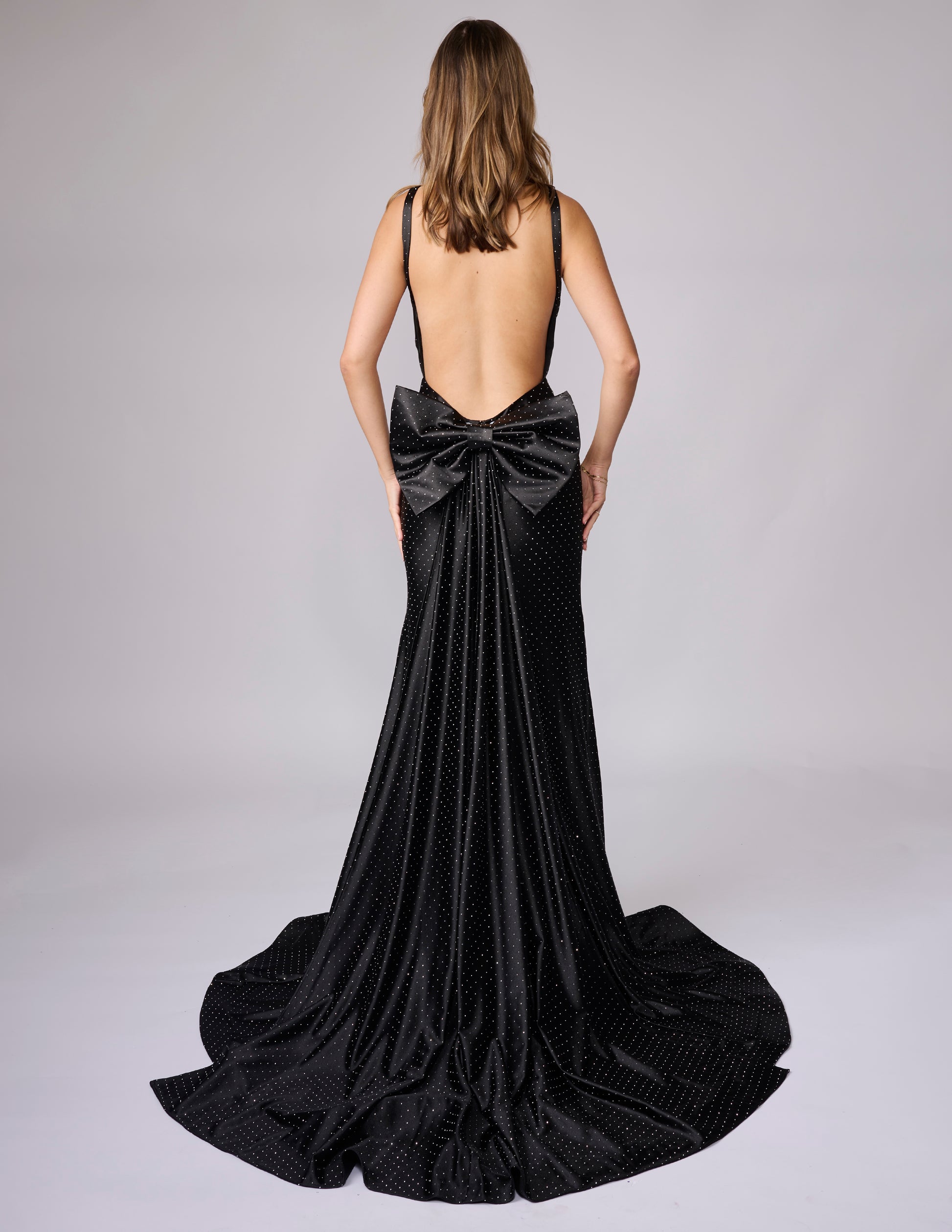 Nina Canacci 9212 Crystal Jersey Prom Dress Backless Bow Overskirt Gown Formal 12 / Red