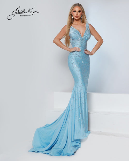 Johnathan Kayne 9213 Crystal Embellished Long Fitted Prom Dress Evening Gown
