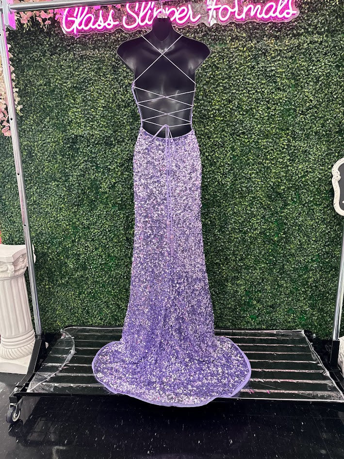 Amarra 94282 Long Fitted Sequin Backless Corset Slit Prom Dress Scoop Neck Formal Pageant Gown 12 / Black Amarra 94282 Long Fitted Sequin Backless Corset Slit Prom Dress Scoop Neck Formal Pageant Gown 12 / Black