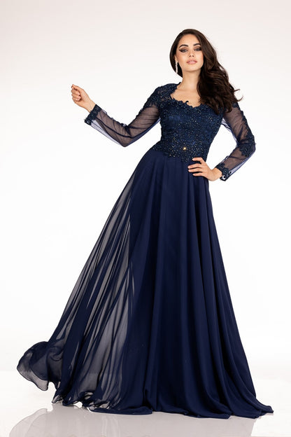 The Abby Paris 96044W Lace Long Sleeve A Line Mother Of Dress is a stunning formal evening gown designed specifically for plus size figures. The elegant lace detailing adds a touch of sophistication, while the long sleeves provide coverage without sacrificing style. Look and feel confident at your next special occasion with this beautifully crafted dress.

Sizes: 4W-26W (Sizes are Wide)

Colors: Champagne, Grape, Navy
