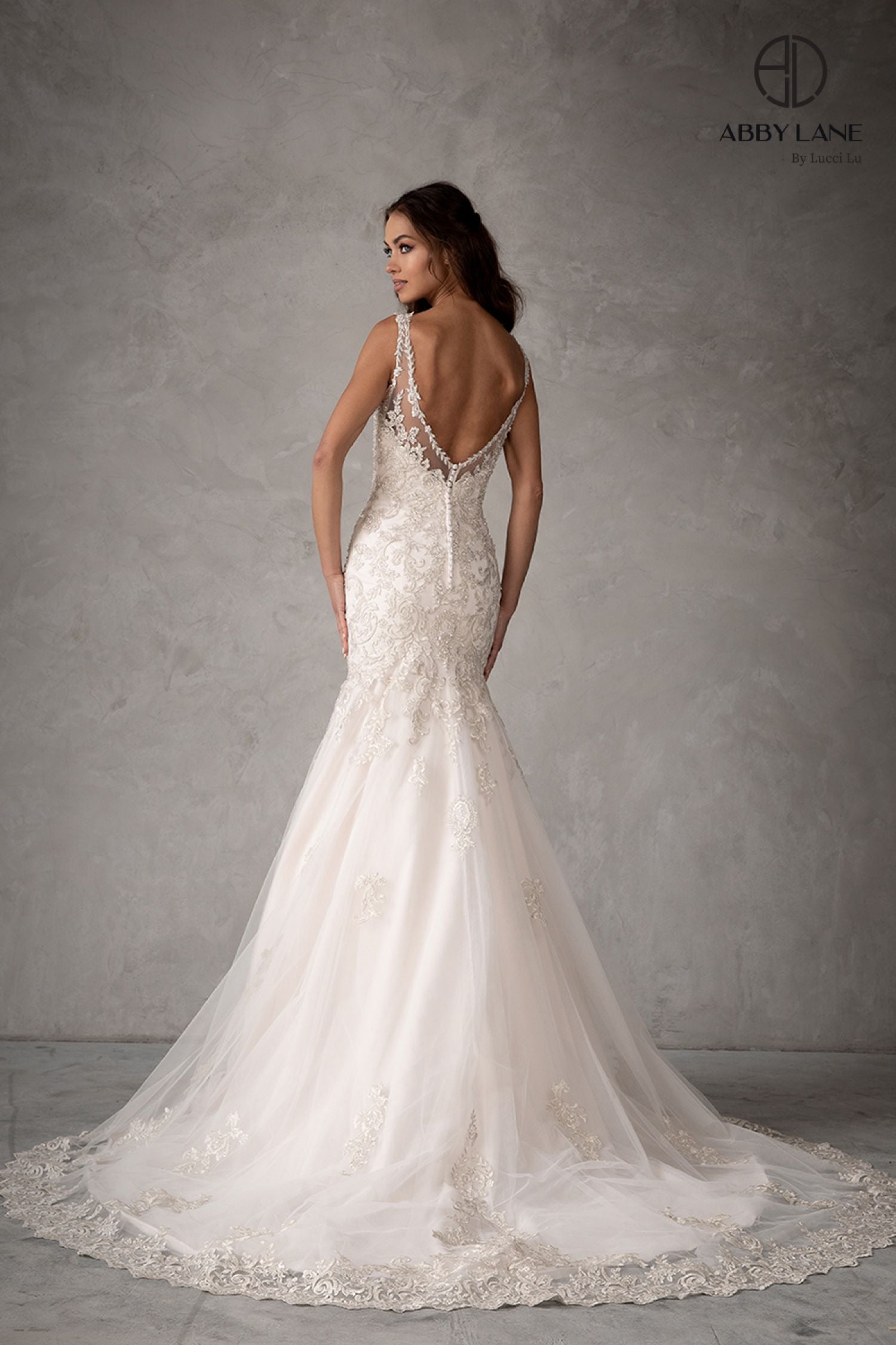 Abby Lane 97110 Size 4, 12 Ivory Champagne Lace Mermaid Wedding Dress Fit & Flare Bridal Gown Buttons 12 / Ivory/Champagne Abby Lane 97110 Size 4, 12 Ivory Champagne Lace Mermaid Wedding Dress Fit & Flare Bridal Gown Buttons 12 / Ivory/Champagne