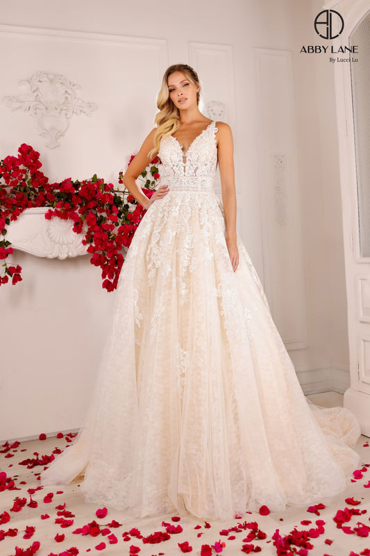 Abby Lane 97125 Lace Wedding Dress A line Ball Gown lace