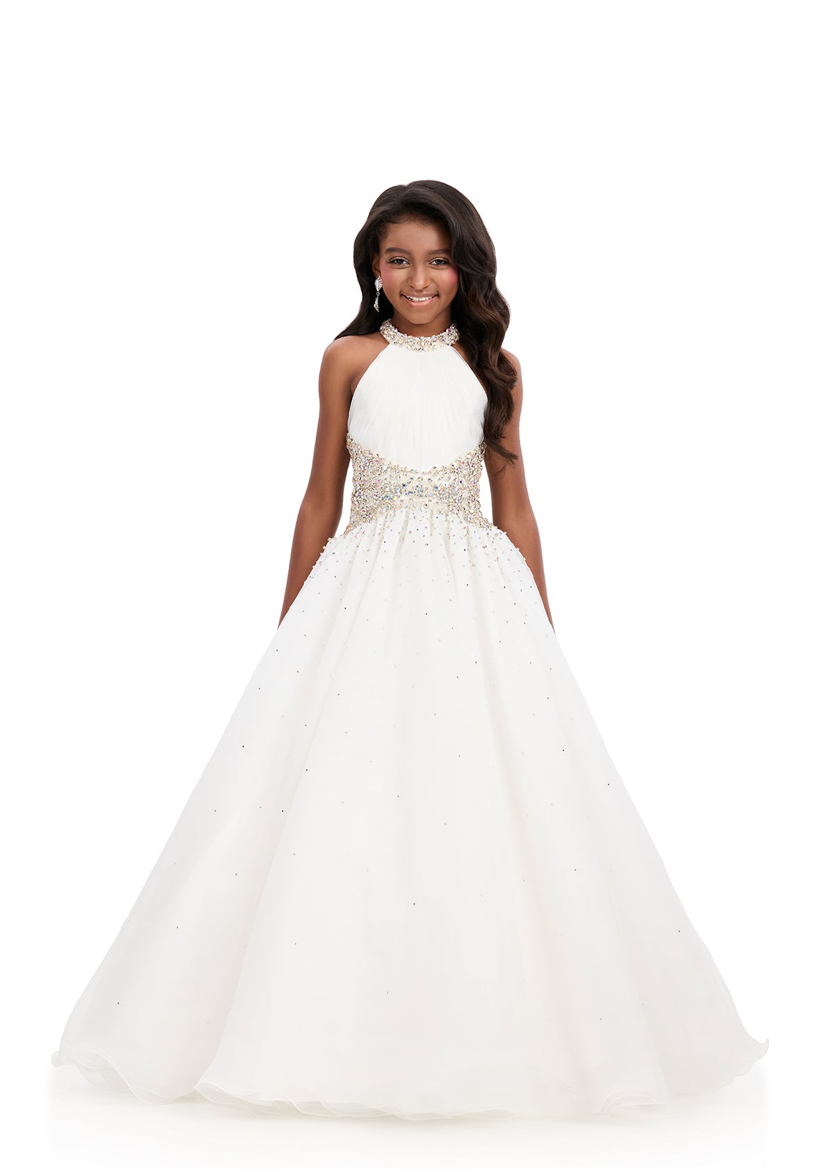 ASHELYlauren 8407 Girls Ivory Teens Pageant Ballgown Crystal Waistline