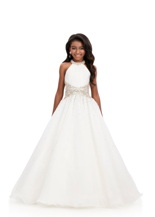 ASHELYlauren 8407 Girls Ivory Teens Pageant Ballgown Crystal Waistline